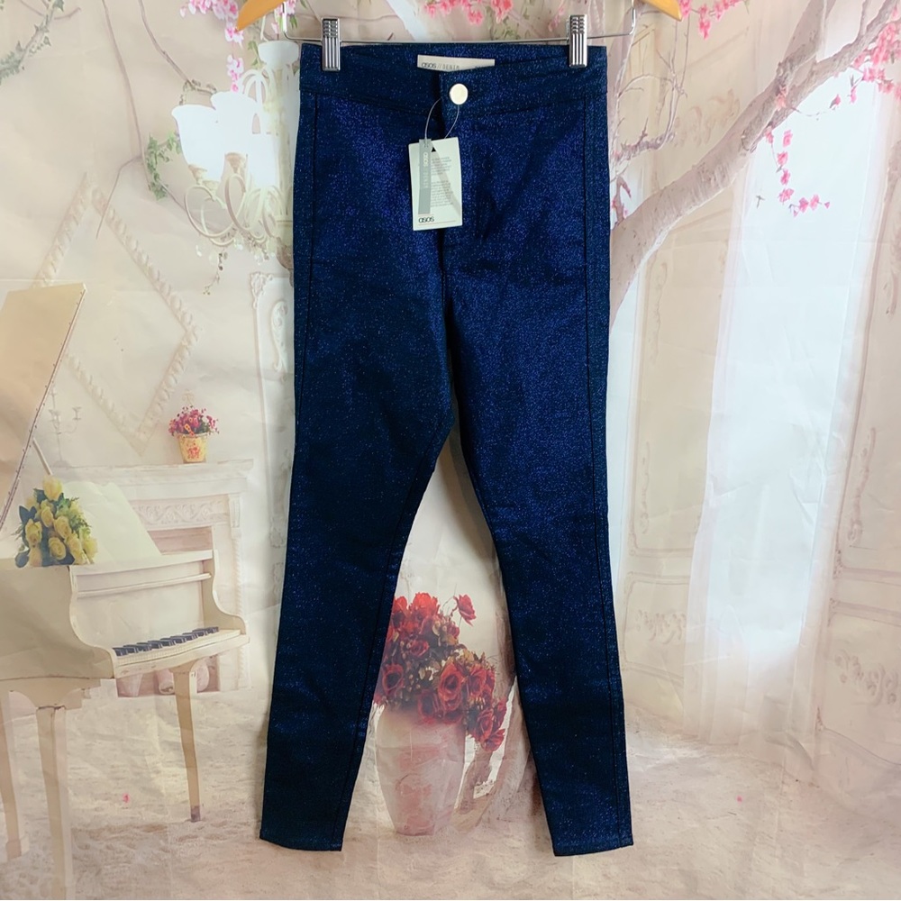 NEW ASOS Blue Shimmer Fitted Jeans